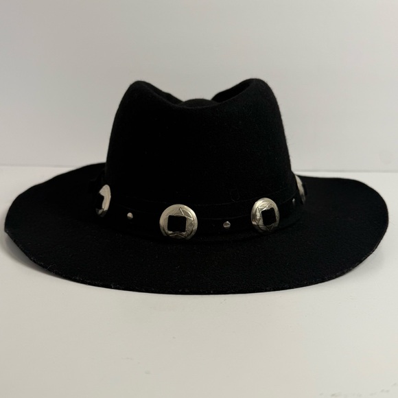 Eddy Other - Eddy Bros Hat Cowboy Western Wool Felt Conch Metal Deco Gambler Black Medium USA